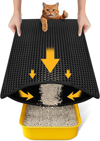 Cat Litter Mat Compact Size 23.6"x14.6" for Small Spaces - Black / 23.6" x 14.6" (1 Pack)
