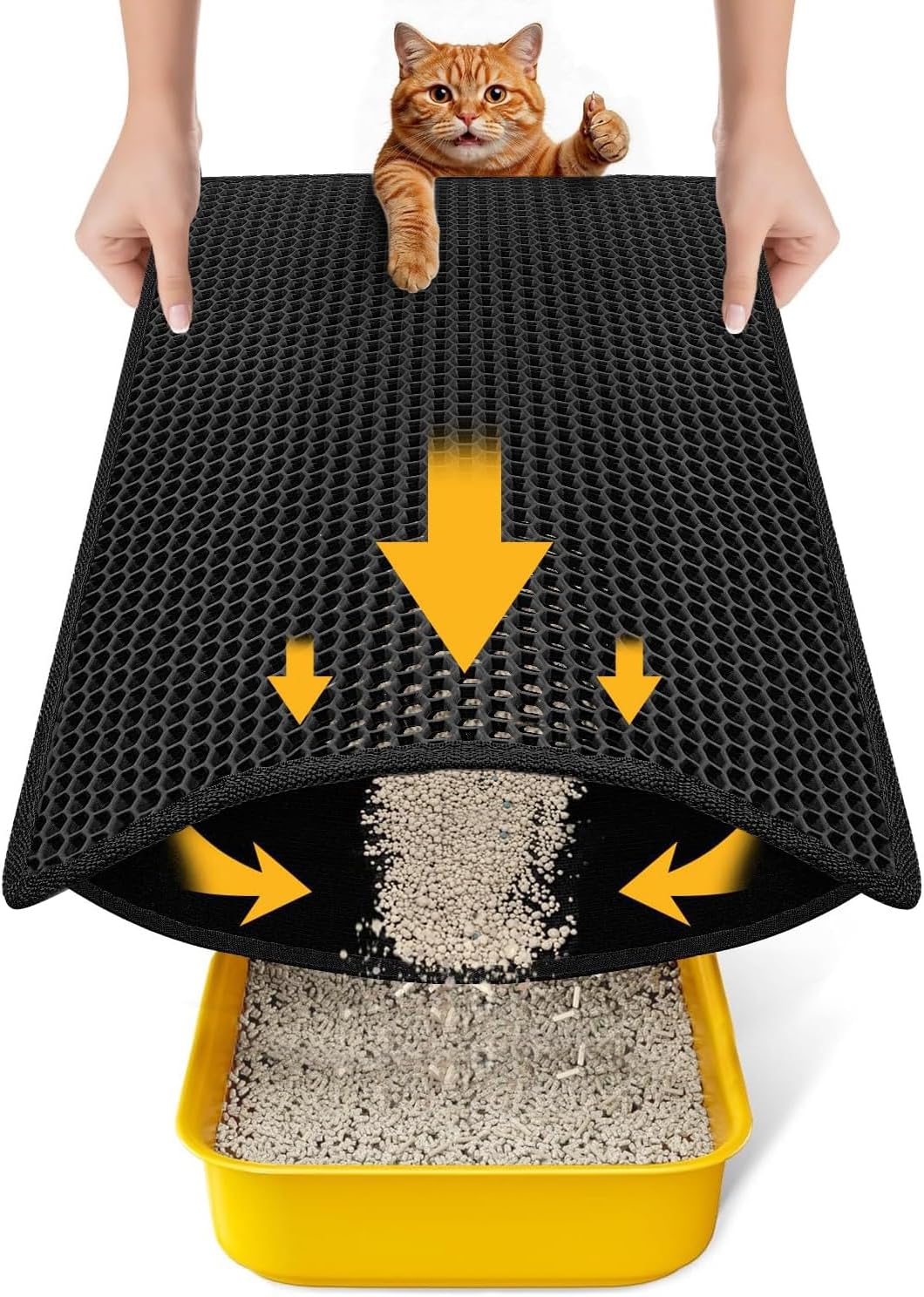 Cat Litter Mat Compact Size 23.6"x14.6" for Small Spaces - Black / 23.6" x 14.6" (1 Pack)