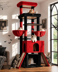 Globlazer Z78 Heavy Duty Cat Tree for 20lbs Large Adult Cats - Black Red / 78 inch