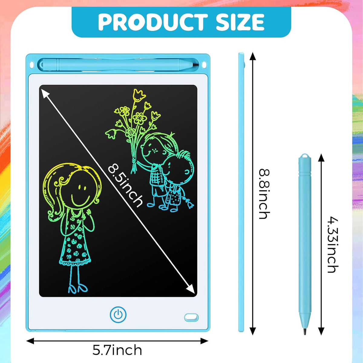 Zhehao LCD writing tablets for kids, 32 colorful 8.5 inch erasable doodle boards - view 14