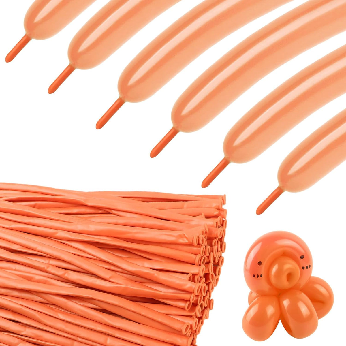 260 Balloons - Clear Long Balloons for Tying Balloon Arch & Balloon Ties – Fun for Kids & Family - Peach