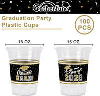 Gatherfun 100 Pcs 16oz Football Plastic Cups - Black - image 2