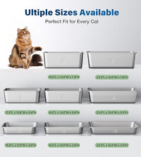 Stainless Steel Cat Litter Box, Metal Kitty Litter Box for Small Cats, Non-Stick, Easy to Clean, Odor-Free, 15.6"×11.6"×3.9", Small Litter Boxes for Kitten, Kitty, Rabbit
