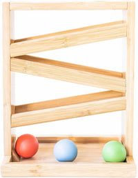 Montessori & Me wooden ball tracker with open zigzag rails and balls - view 2