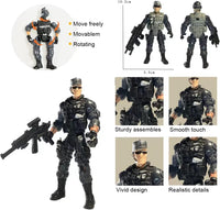 Army Men Action Figures, Soldiers Toys with Weapons for Boys 4-7 - Black - image 2