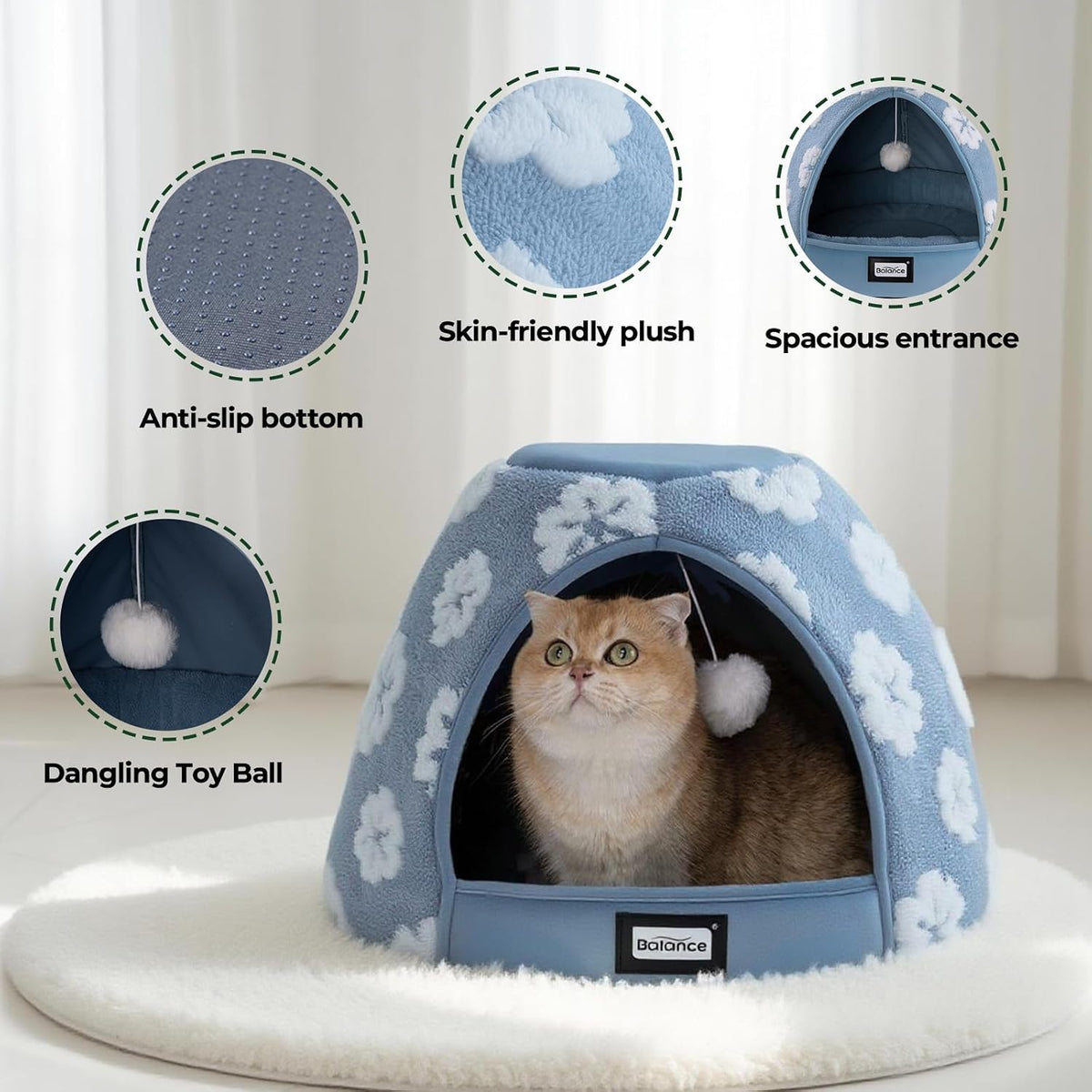BALANCE Cat Beds for Indoor Cats - 21"L x 21"W x 16"Th / Blue - image 4