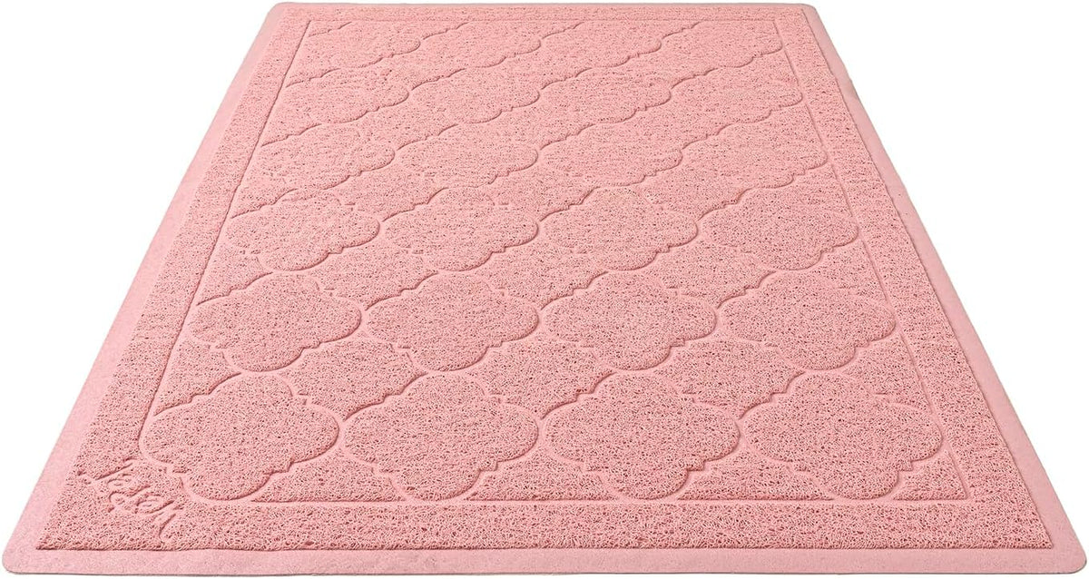 Cat Litter Box Mat, Kitty Premium PVC Pad, Durable Trapping Rug - #12 Baby Pink / Medallion/47 x 36 Inch