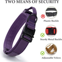 Tactical Dog Collar, Adjustable Military Training Nylon Pet Collar, Black L – Essentials for Dogs - Purple / Small :Width 1",Neck 11.4-13.7" - image 4
