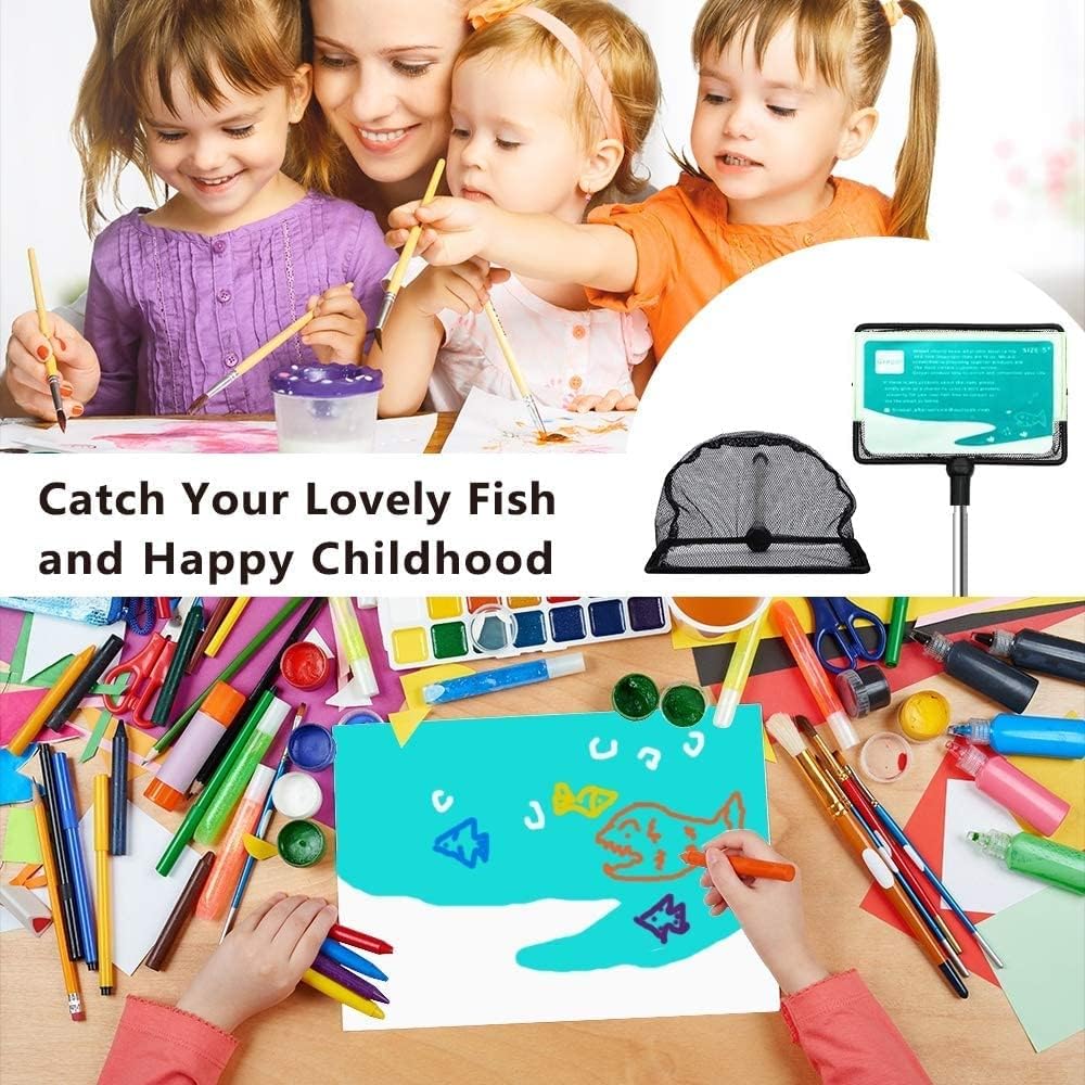 Fish Net for Fish Tank, Fine Mesh Aquarium Net with 9-24 Inch Stainless Steel Long Handle - 8 inch - image 4