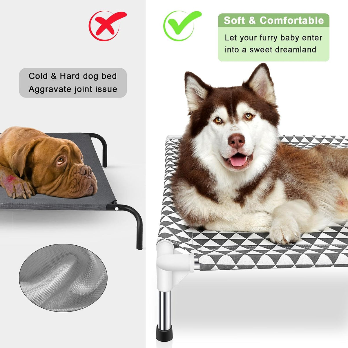 Kuntrust Elevated Outdoor Dog Bed, Medium Size, Cotton Material - Triangle / 4 sided X-Large - image 2