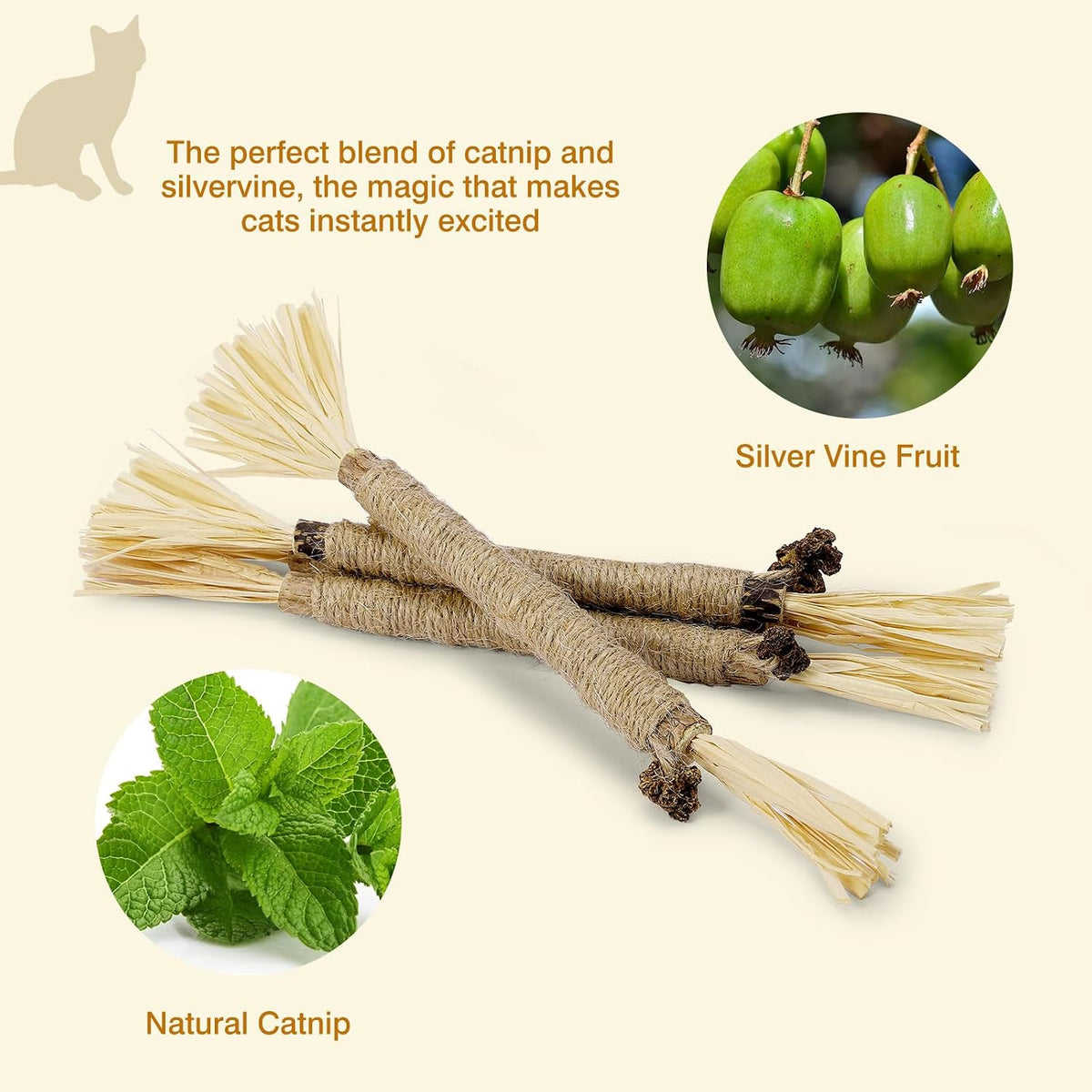 4 Pack Silvervine Sticks for Cats - Grey / 8 - image 4
