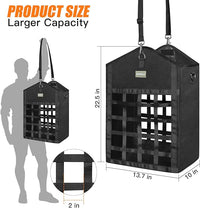 Hay Bags for Horses,Two-Sided Premium Oxford Slow Feed Hay Bags for Goats,Sheep,Donkey,Large Top Opening with Hook-and-Loop Seals,Easy to Hang with Adjustable Strap (Black, Large 2 Packs)