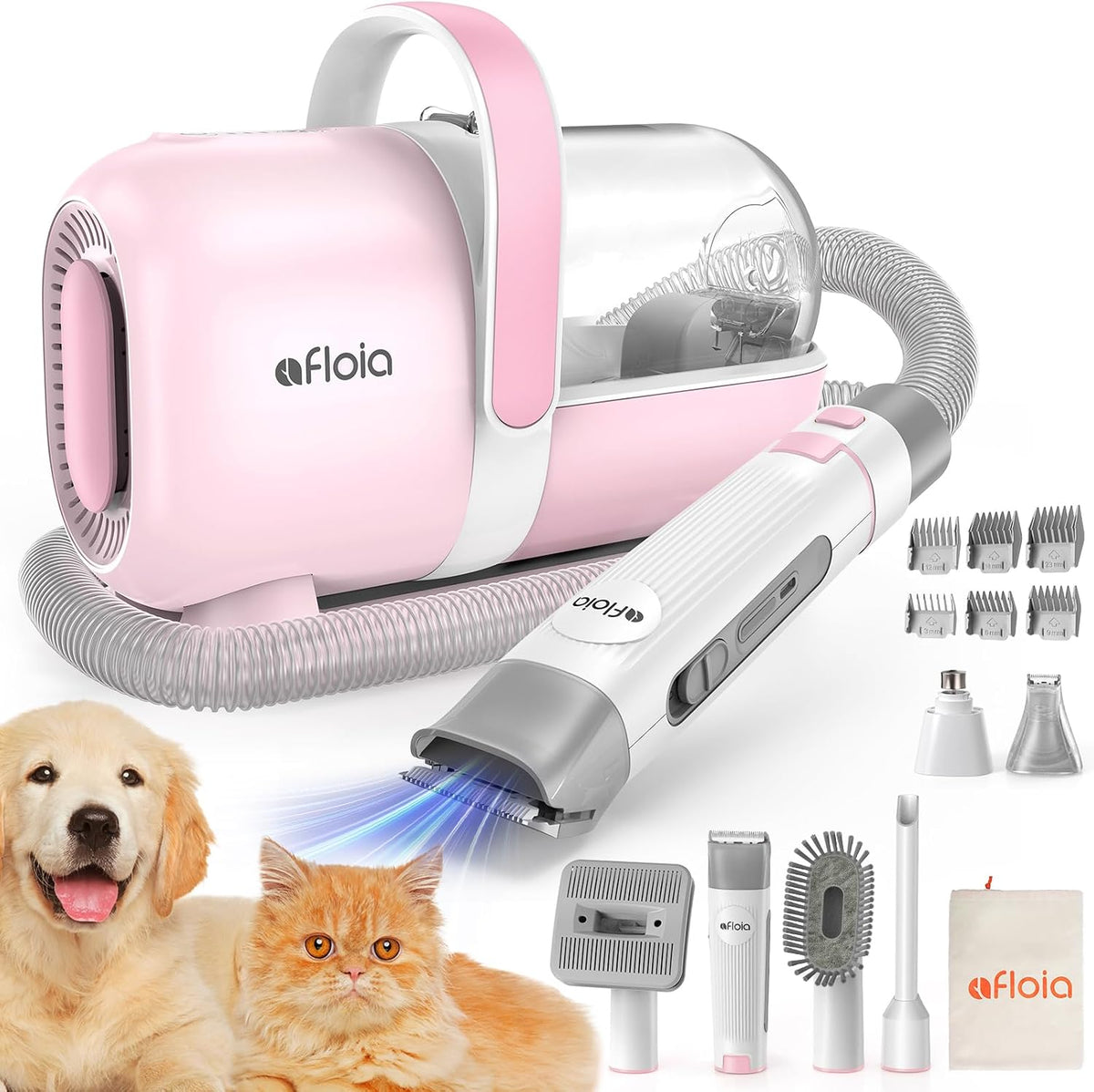 Afloia 6-in-1 Dog Grooming Vacuum Kit - Pink