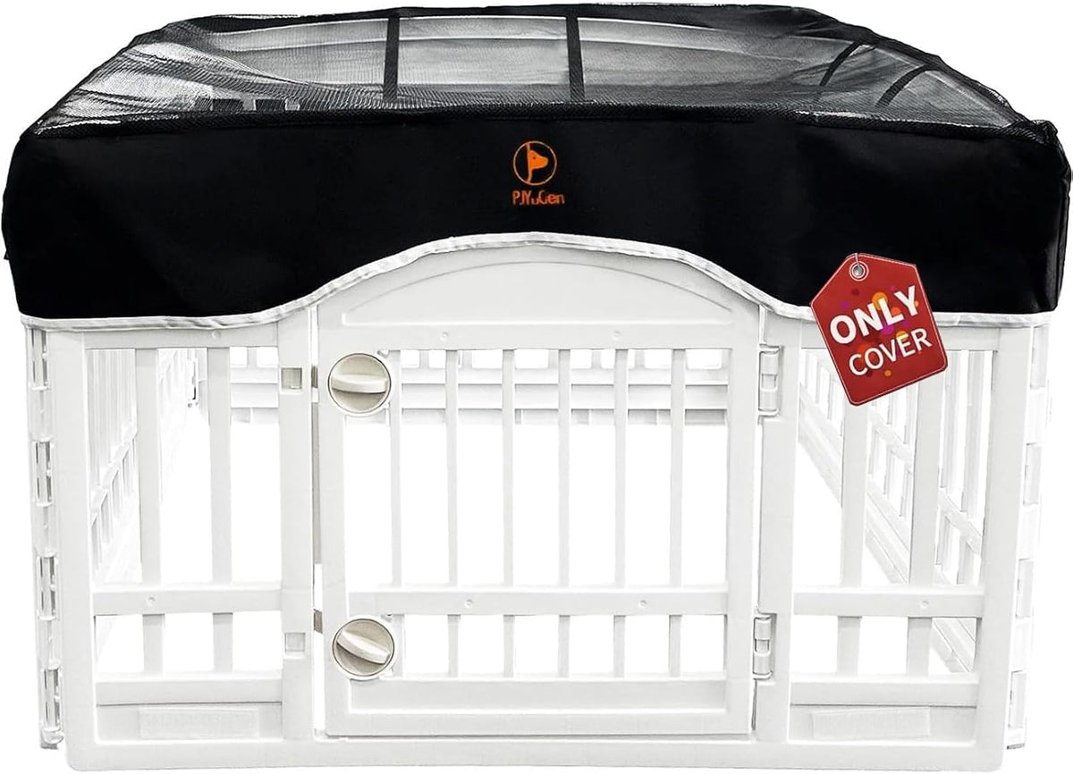 PJYuCien Playpen Top Cover for 36'' Width 4 Panel Pen, Black Paw – Essentials for Dogs - Fits Plastic 4 Panels Playpen / Cover, 36"Width, Black ( Adhesive Tape Connections )