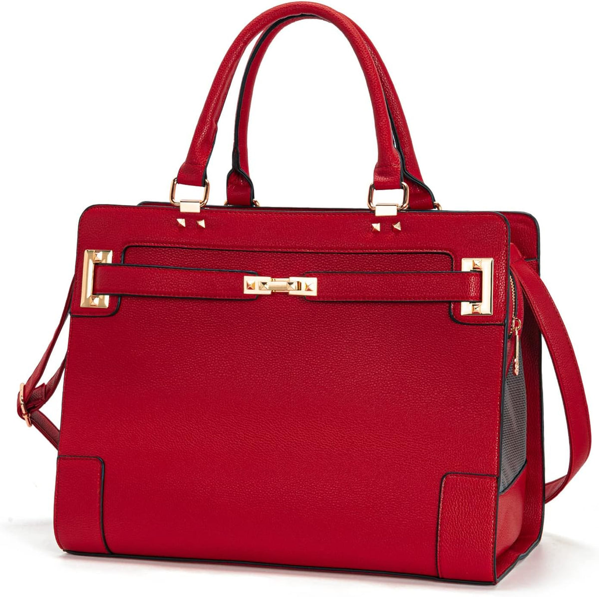 Fashion Pet Carrier Dog Cat Carrier Purse Soft-Sided Leather Handbag - Red