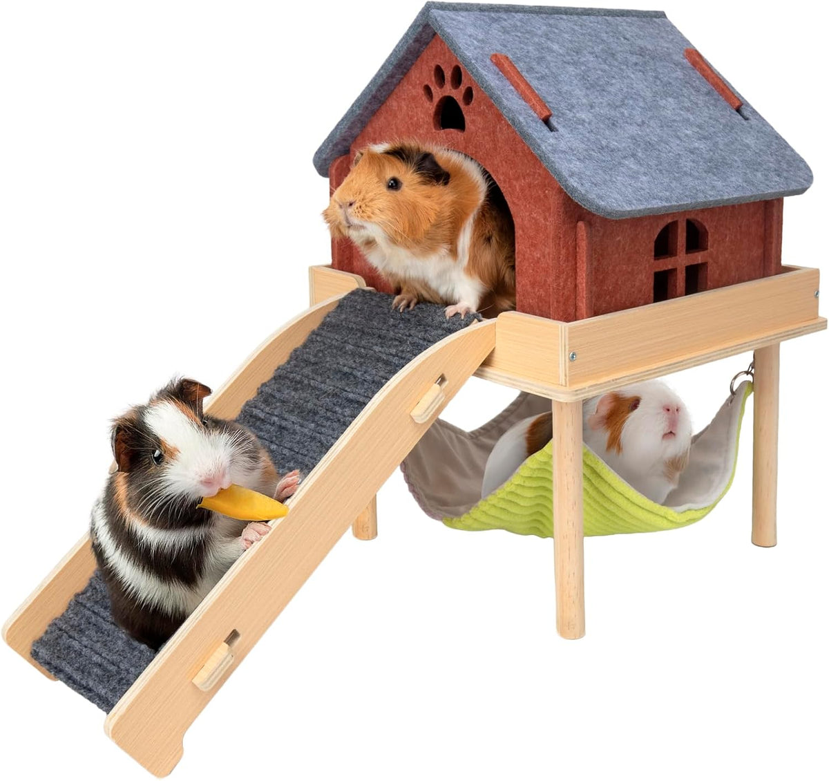 3 in 1 Enlarged Guinea Pig Hammock - Gray Roof