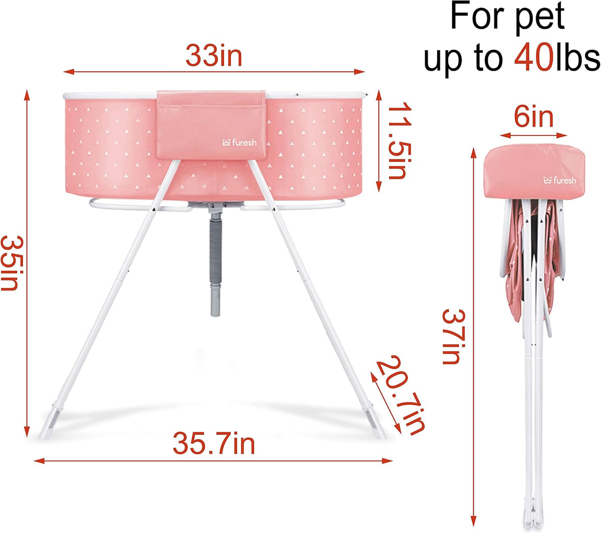 Portable Foldable Dog Bathtub for Small & Medium Dogs – Essentials for Dogs - Pink - image 2