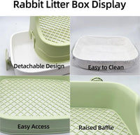 Rabbit Litter Box Bunny Corner Potty Training Litter Toilet Pet Pan – Daily Care for Small Pets - Green - image 3