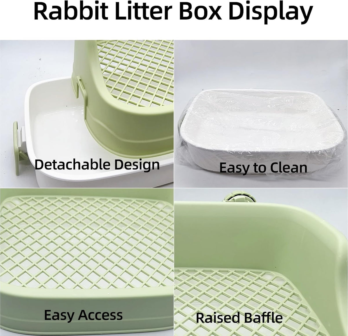 Rabbit Litter Box Bunny Corner Potty Training Litter Toilet Pet Pan – Daily Care for Small Pets - Green - image 3