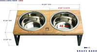 Mango Wood Dog Bowl Stand - Elevated Pet Feeder with 2 Stainless Steel Bowls - Raised Food and Water Dish Set for Dogs and Cats, Available in 4 Sizes, Pet Dining Station, Large/48oz
