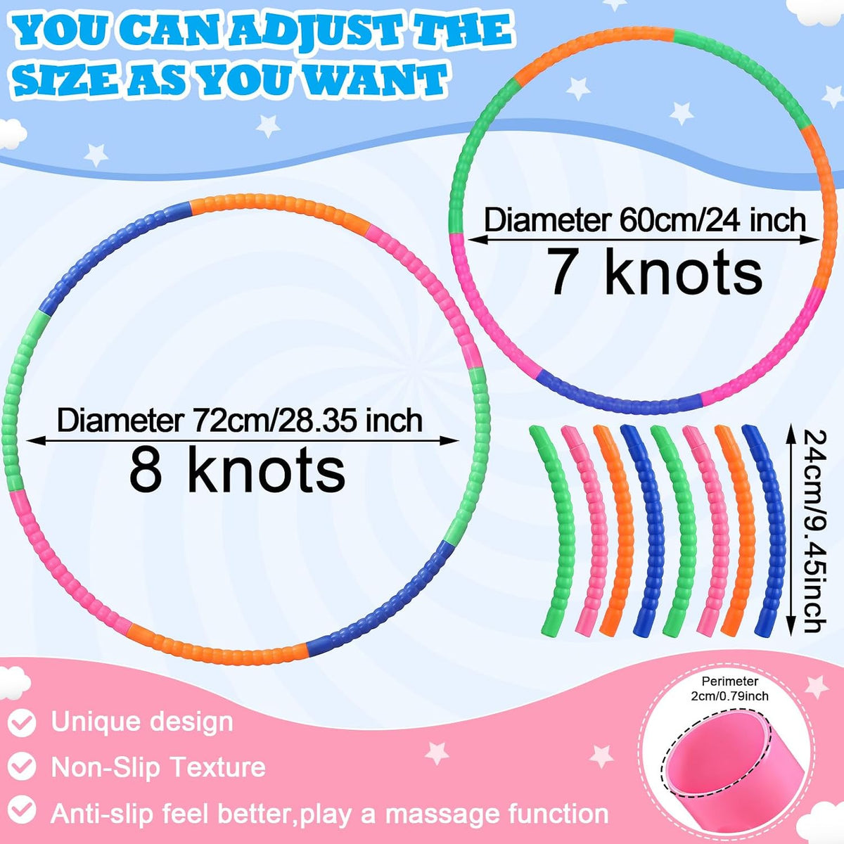 Vinsot snap together plastic hoops for kids in multicolor detachable sections - view 7