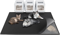 Waretary Cat Litter Mat, 36"x30", Waterproof, Scatter Control - Black / 47"x 36"