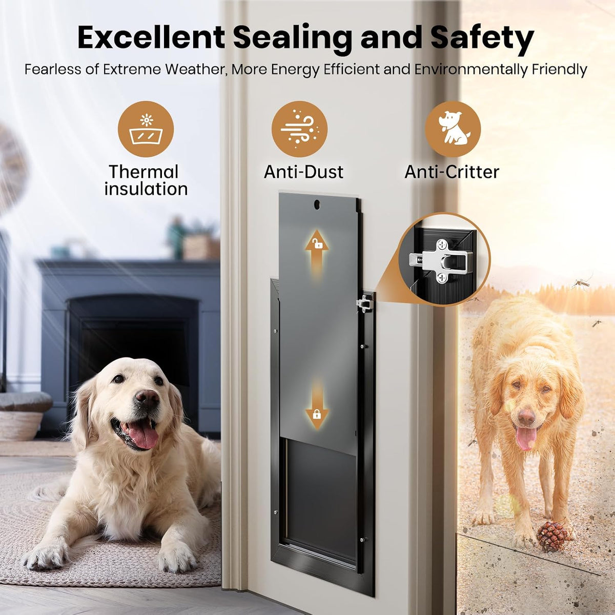 All Aluminum Dog Door for Exterior Door, Large Doggy Door - Small - image 4