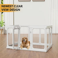 Clear Acrylic Dog Playpen with Door, for Puppy Cat Rabbit Transparent Pet Pen, Dog Playpen Indoor, Dog Fence, Easy Assemble & Cleaning Dog Pen for Small & Medium Dogs (29.5“ Height, 14PCS)