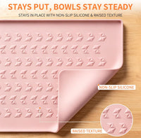 Silicone Pet Feeding Mat, Dog Cat Food Water Bowl Mat - Pink / 18.5"L x 11.5"W - image 4