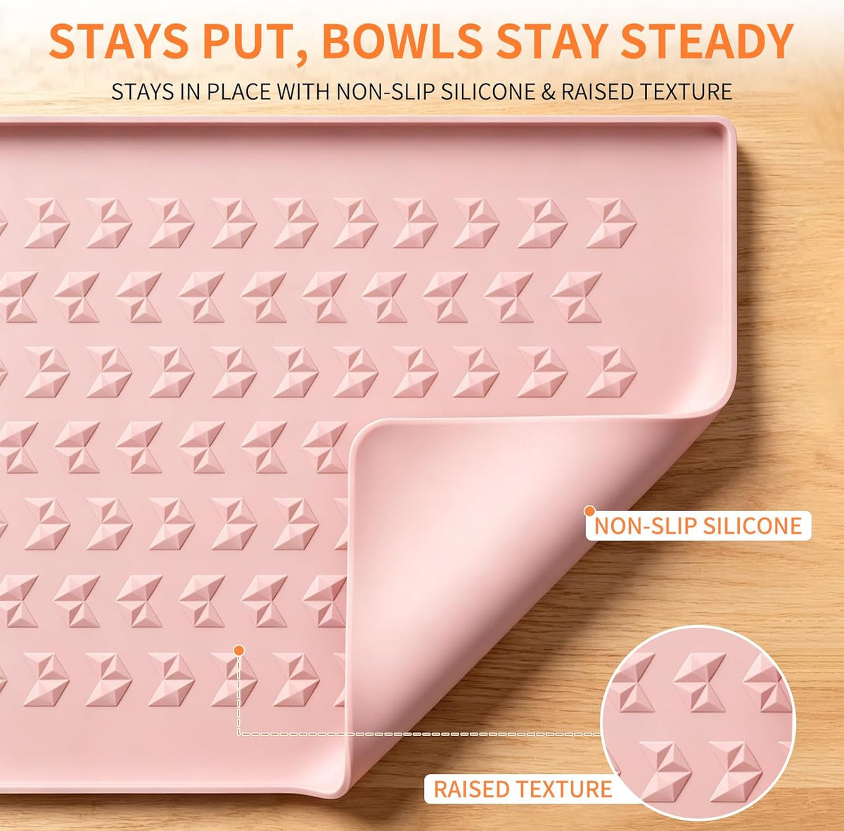 Silicone Pet Feeding Mat, Dog Cat Food Water Bowl Mat - Pink / 18.5"L x 11.5"W - image 4
