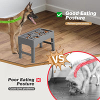 9 Cups Elevated Slow Feeder Dog Bowls 4 Adjustable Heights - Gray - image 4