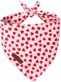 Summer Dog Bandana, UP URARA PUP Strawberry Triangle Bid Scarf for Medium Large Dogs, Cotton - HeartInPink B / L