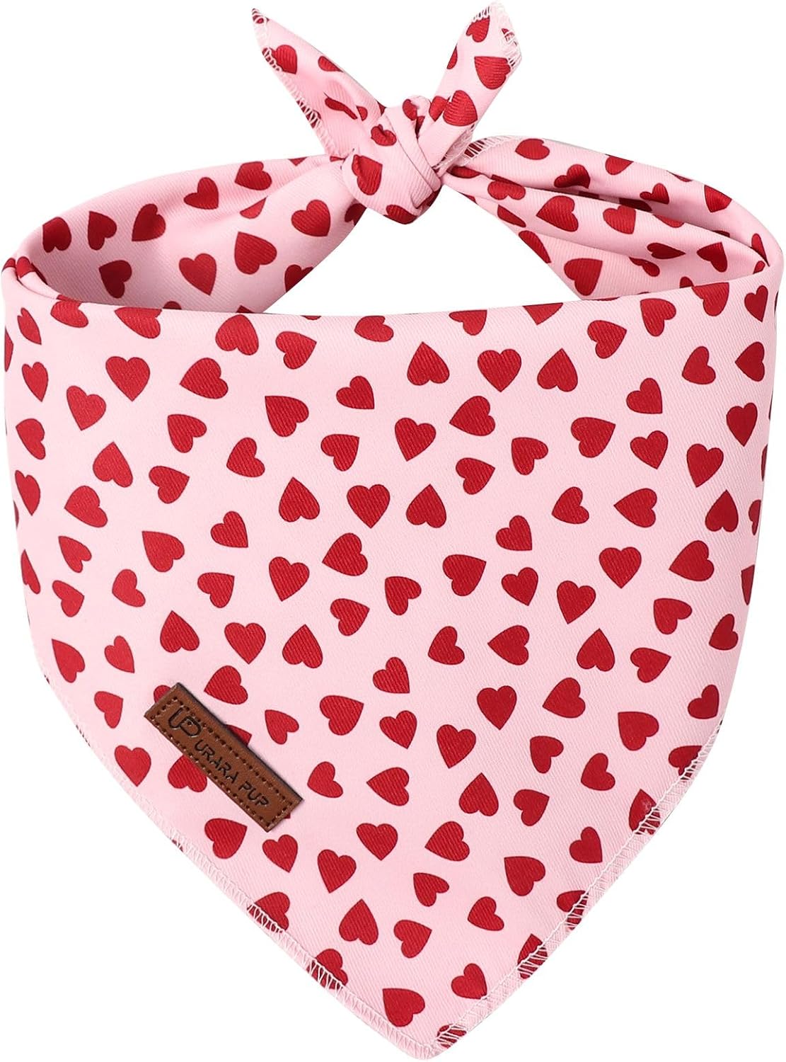 Summer Dog Bandana, UP URARA PUP Strawberry Triangle Bid Scarf for Medium Large Dogs, Cotton - HeartInPink B / L