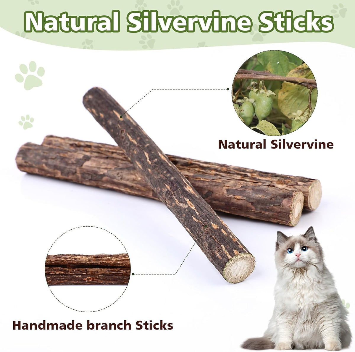 6 Pack Silvervine Sticks for Cat, Natural Catnip Toys – Essentials for Cats - 6 Pack - image 2