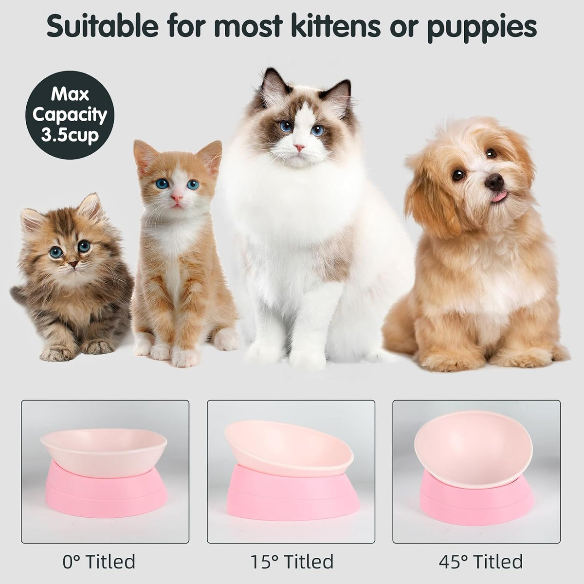 Bulldog Bowl Anti-Slip Dog Cat Dish Detachable Rubber Dog Bowl Pet - Pink / 3.5 Cup ( Medium/Large Dog ) - image 3