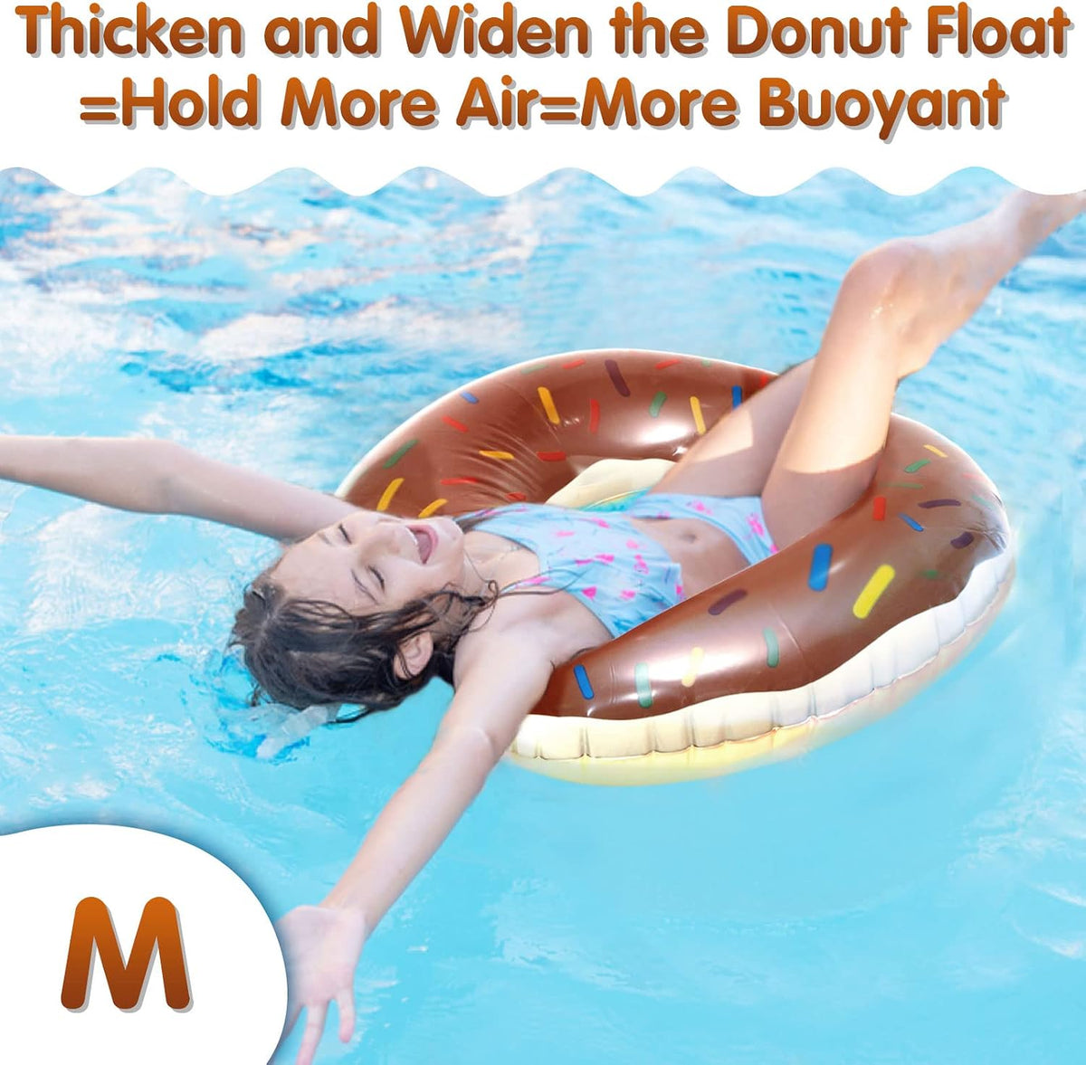 DMAR Donut Pool Float, Donut Tube & Ring for Beach & Pool - 30in Chocolate Brown - image 3