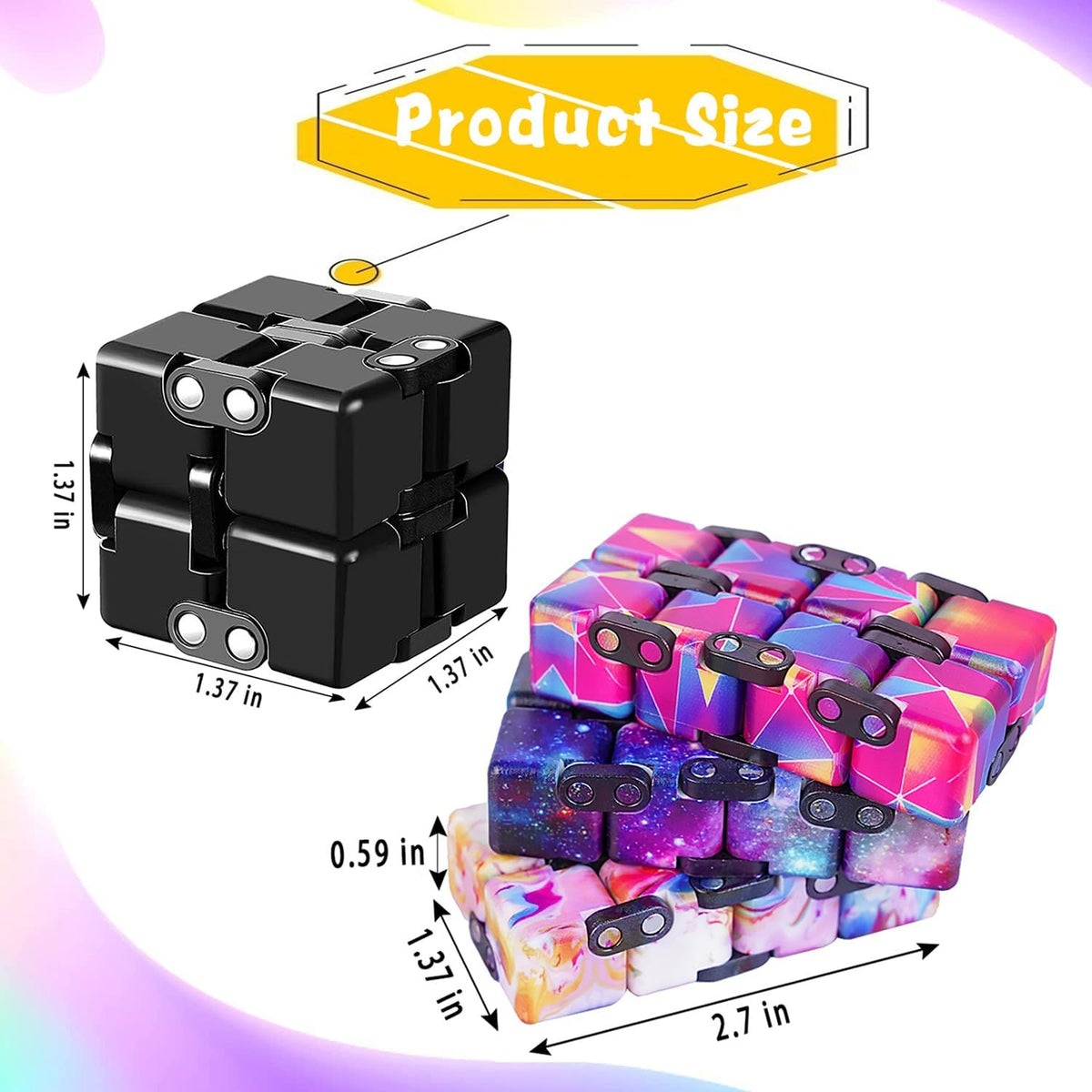 4 Packs Infinity Cube Toy Game for Kids and Adults - Black-metallic - image 2