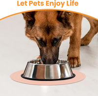 Pet Food Mat for Dog and Cat Placemat 2 Pcs - 9.5"L x 9.5"W / Pink - image 3