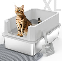 Stainless Steel Litter Box - Silver Grey / XL