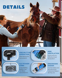 Horse Clippers 690W 28000RPM, Heavy Duty Horse Grooming Kit, Professional Livestock Clippers with 6 Speed Adjustable for Shaving Horse Pony Cattle Goat Large Dogs and Others