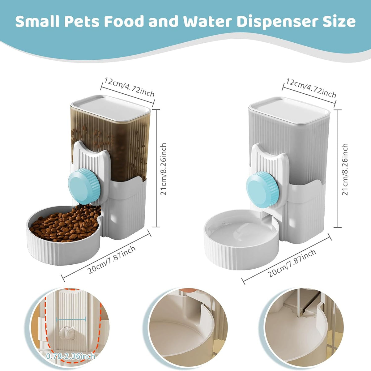 Hanging Cage Auto Pet Food Bowl Water Bottle Dispenser - Blue - image 2