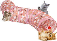 Pawaboo Cat Tunnel, Cat Tunnels for Indoor Cats - Pink Kitties / S Way