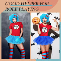 Jutom two sky blue curly afro costume wigs with red bows - view 3