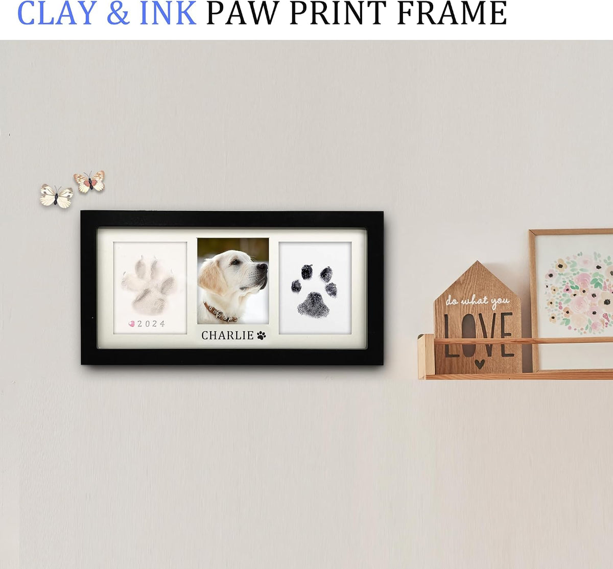 MYPAWLETS Paw Print Frame Kit, Dog/Cat Pawprints Keepsake - Black - image 2