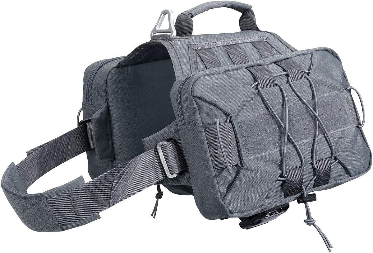EXCELLENT ELITE SPANKER Nylon Dog Backpack with 2 Side Pockets - Grey / M-Chest 25.6-30"