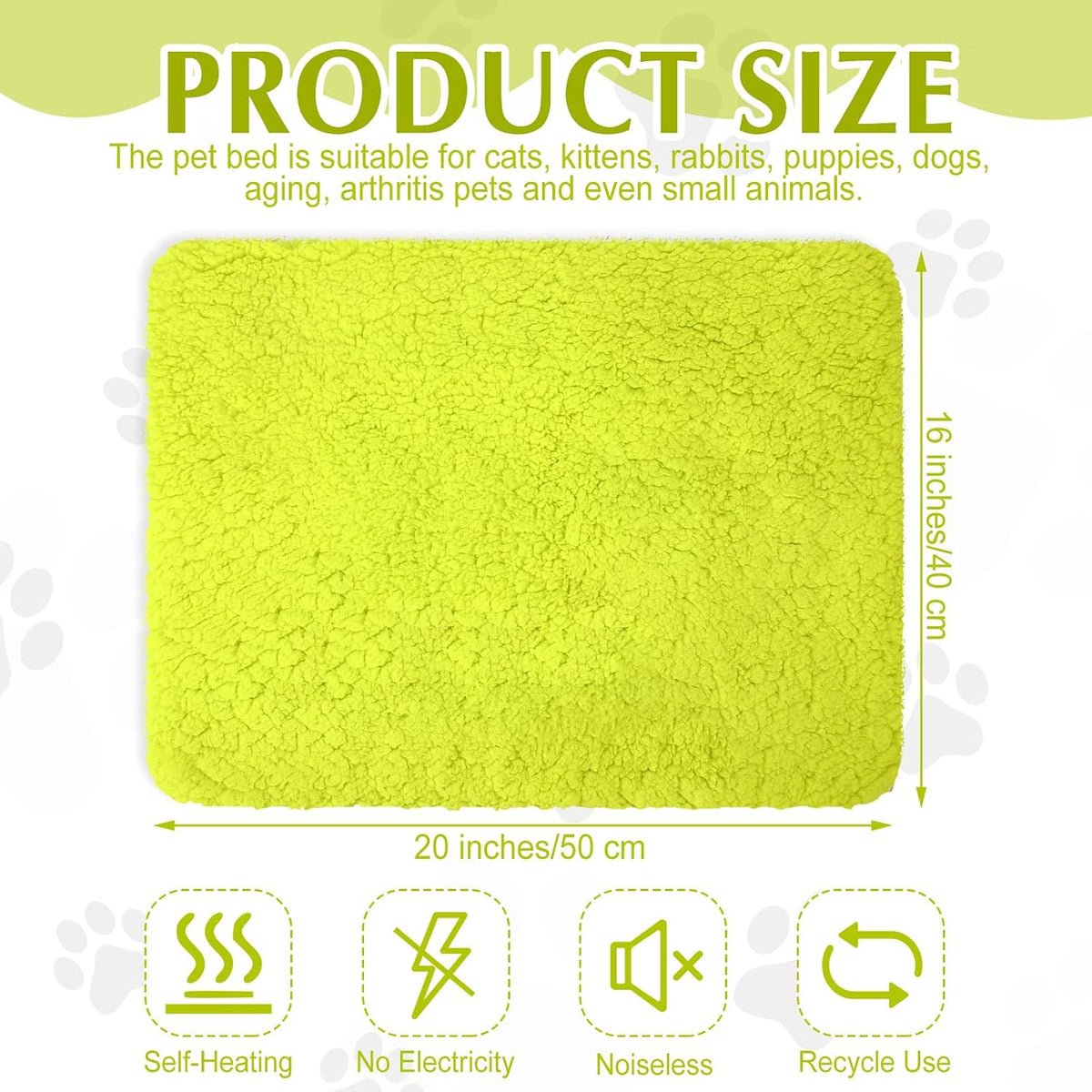 Drydiet 4 Pack Self Warming Cat Mat for Pets - 16 x 20 Inch / Green / Solid - image 2