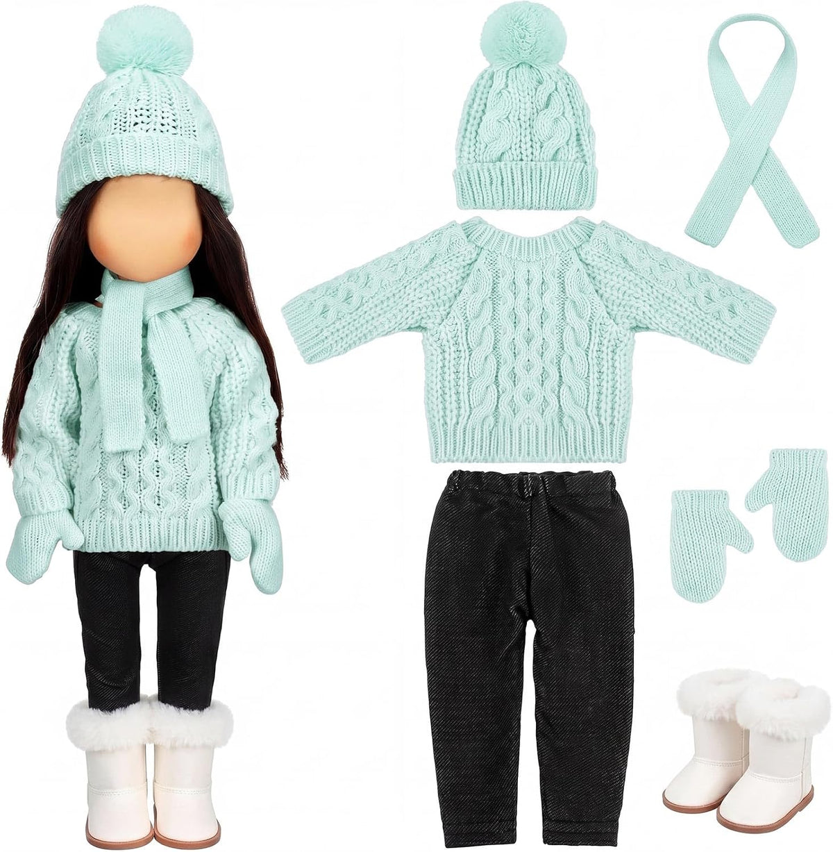 Bencailor 18 inch doll clothes set with jacket, vest, pants, hat and high boots in Christmas cowgirl - view 3