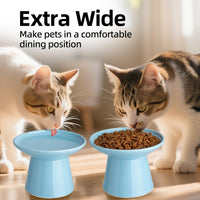 Ceramic Elevated Cat Food Bowls, 6.2" Wide - Blue / 2 Pack - image 3