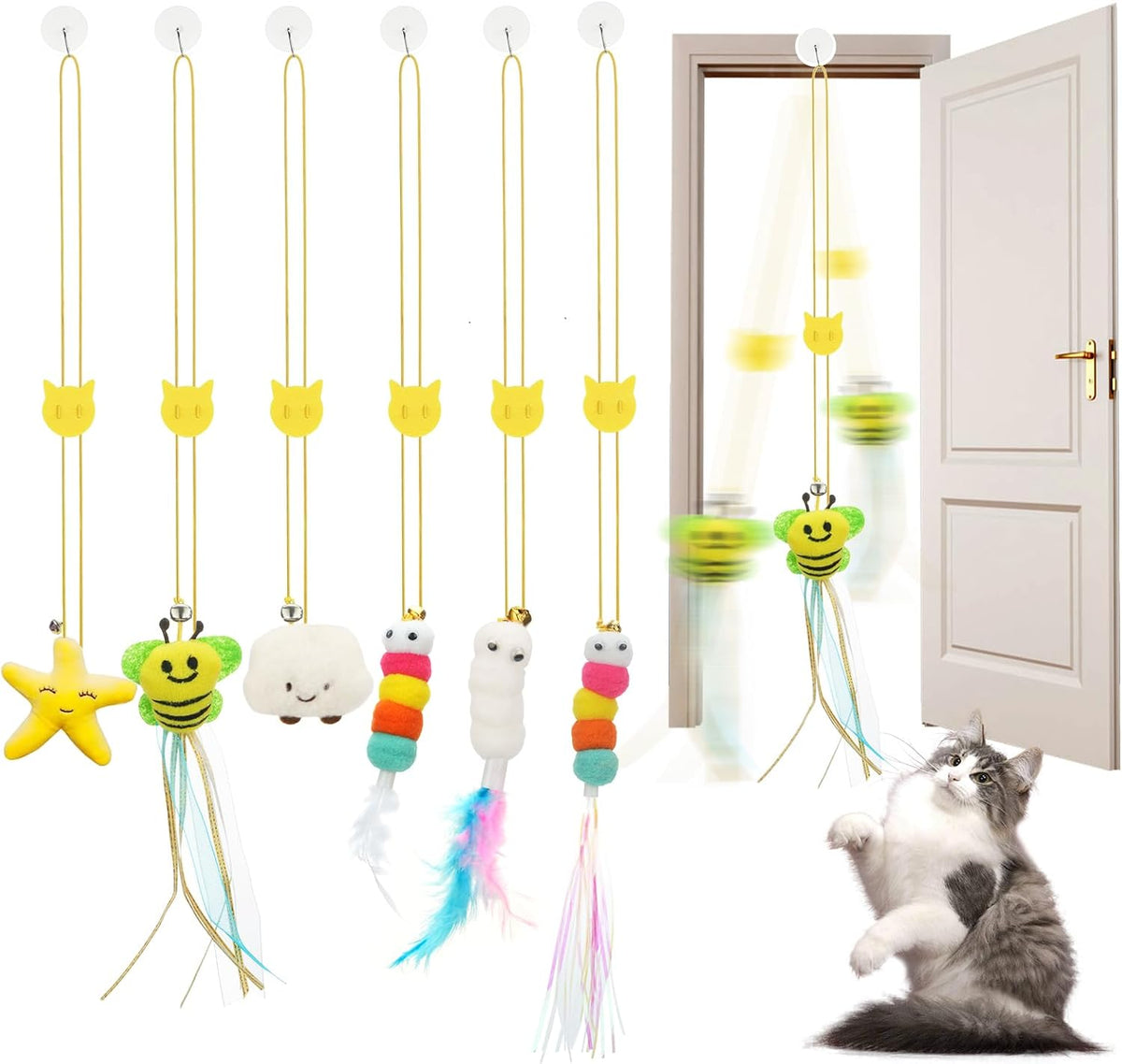JIARON 6 PCS Interactive Cat Feather Toys