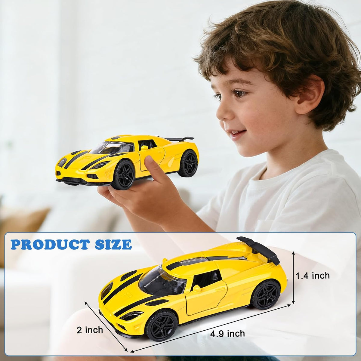 YHXKJ 4 pack metal diecast pull back cars at 1:36 scale with opening doors - view 2